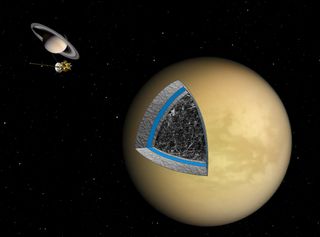 An artist's conception showing the layers of Saturn's moon Titan.