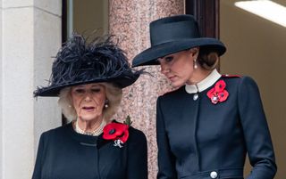 Camilla, Duchess of Cornwall, Catherine, Duchess of Cambridge attend the National Service of Remembrance