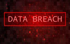 Digital Binary Code on Dark Red BG. Data Breach Concept