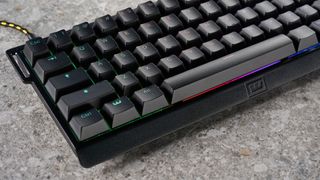 Photograph of the Wooting 60HE+ gaming keyboard