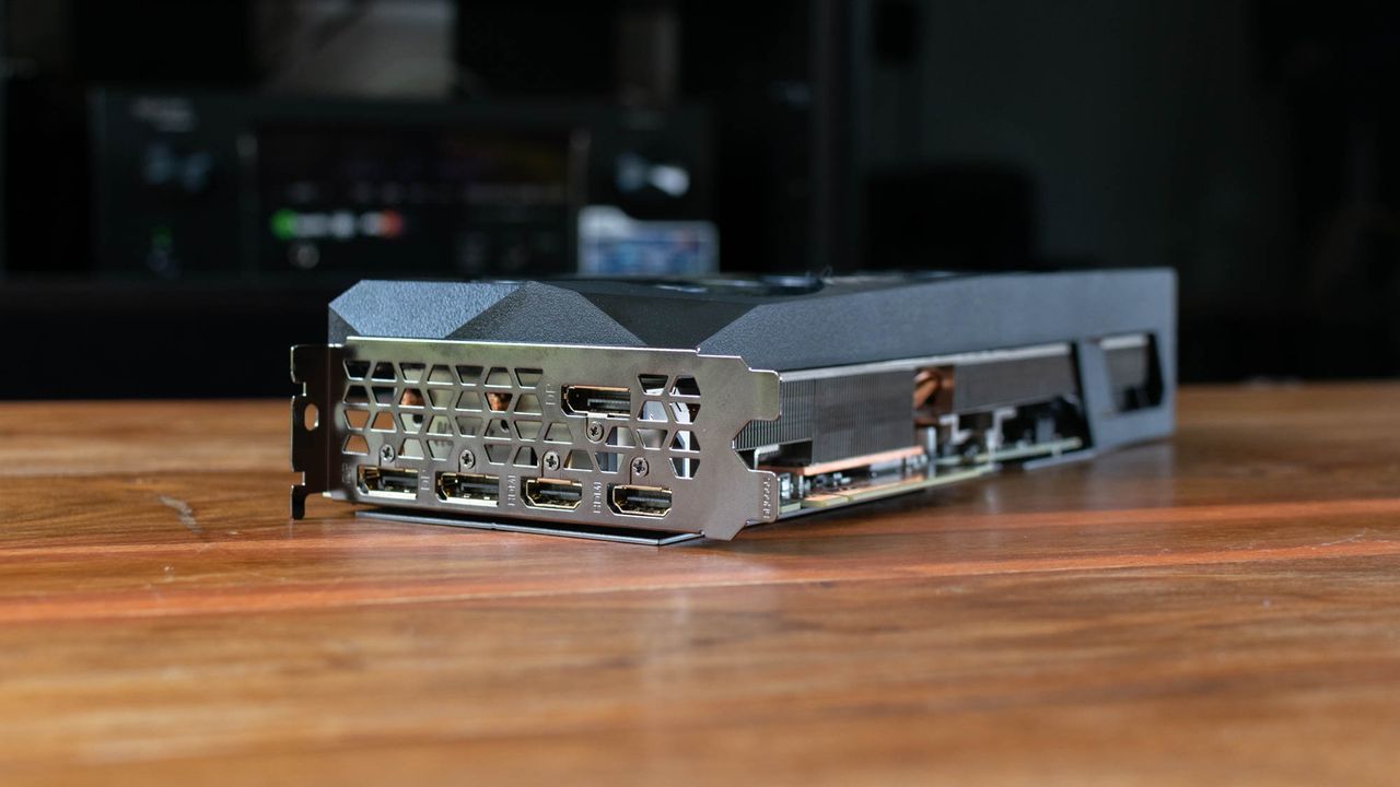 A photograph of the Gigabyte GeForce RTX 3090 GAMING OC 24G's input ports