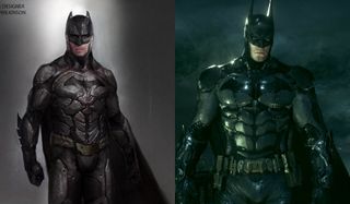 Ben Affleck Dawn of Justice concept vs Arkham Knight Batsuit