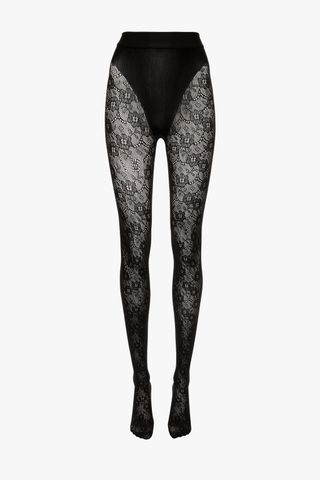 Exclusive VB Monogram Lace Tights in Black