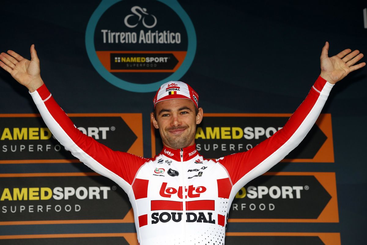 Stage winner Victor Campenaerts on the podium
