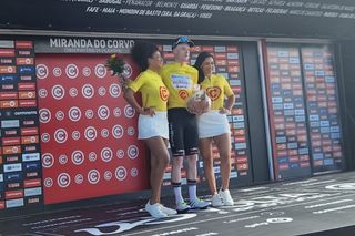 Colin Stüssi celebrates the stage 1 win at the 2024 Volta a Portugal