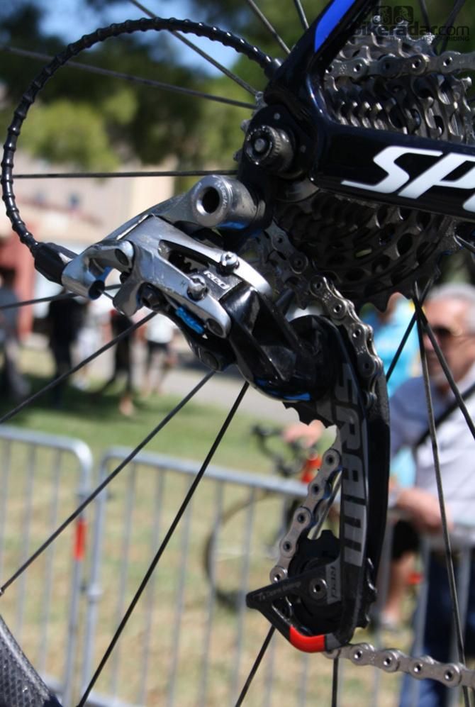 On yesterday&rsquo;s stage 6 Saxo-Tinkoff Bank&rsquo;s spare bikes SRAM Red featured the Wi-Fli extended rear derailleur arms &ndash; preparation for the mountains ahead?