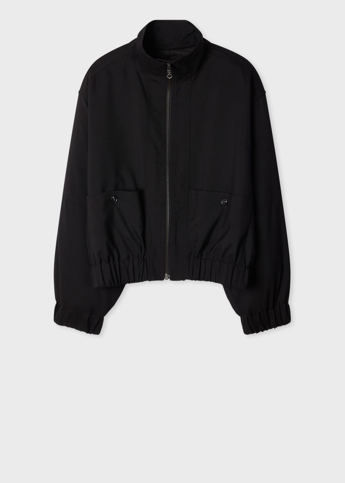 Women's Black Hopsack Wool Bomber Jacket - 4