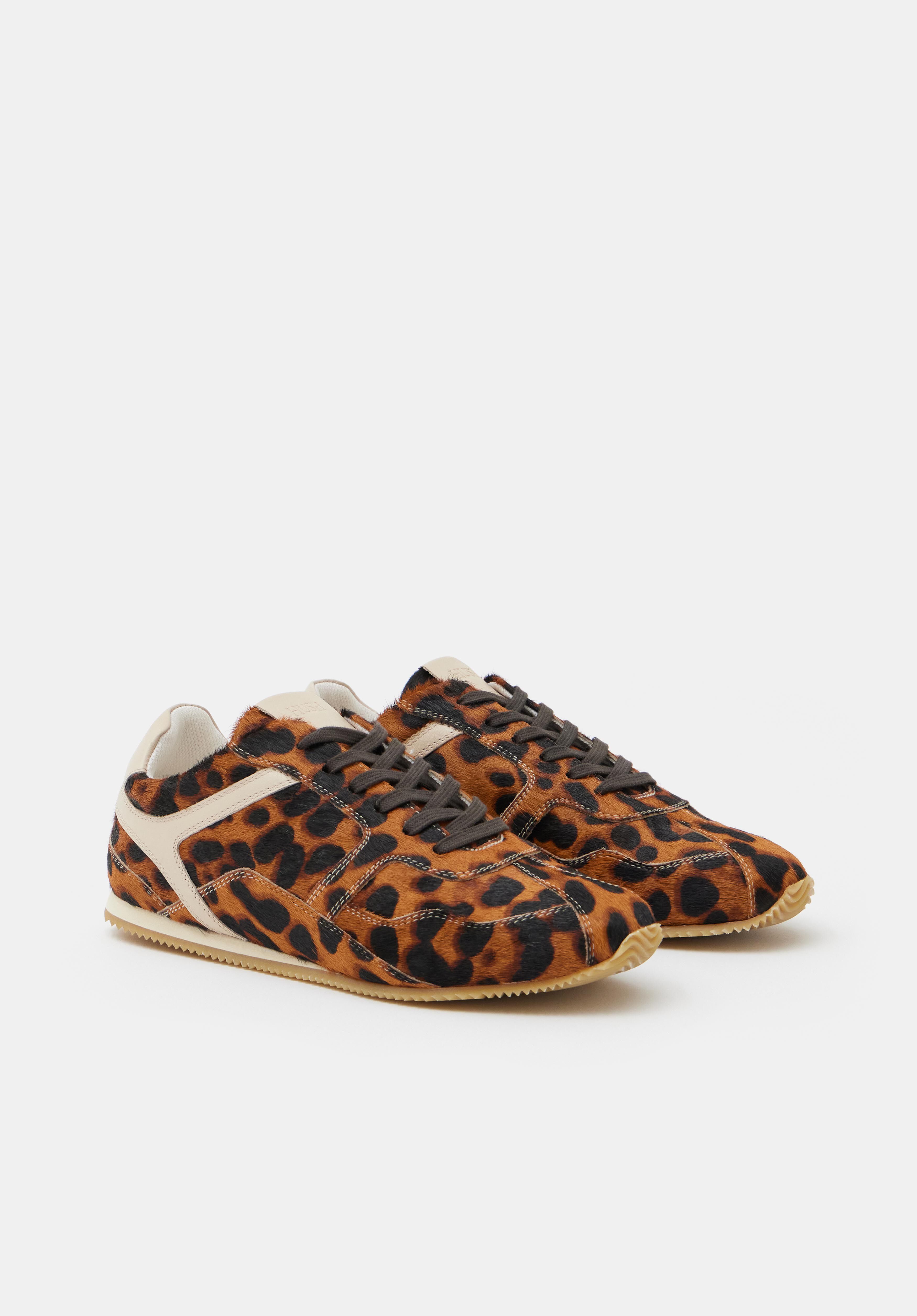 Leopard Hair on Leather Trainers