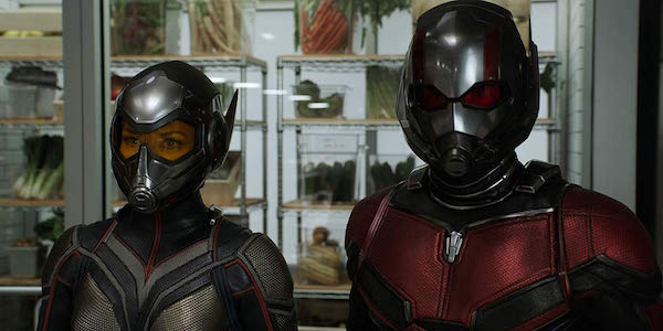 Costumed Hope van Dyne and Scott Lang in Ant-Man and the Wasp