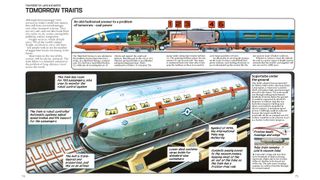 Artwork of a futuristic train. 