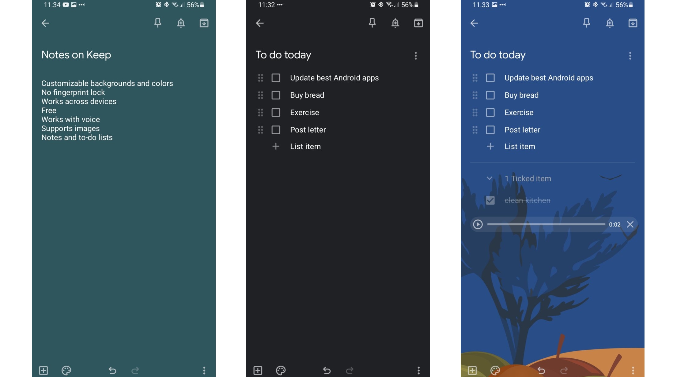 Screenshots showing Google Keep