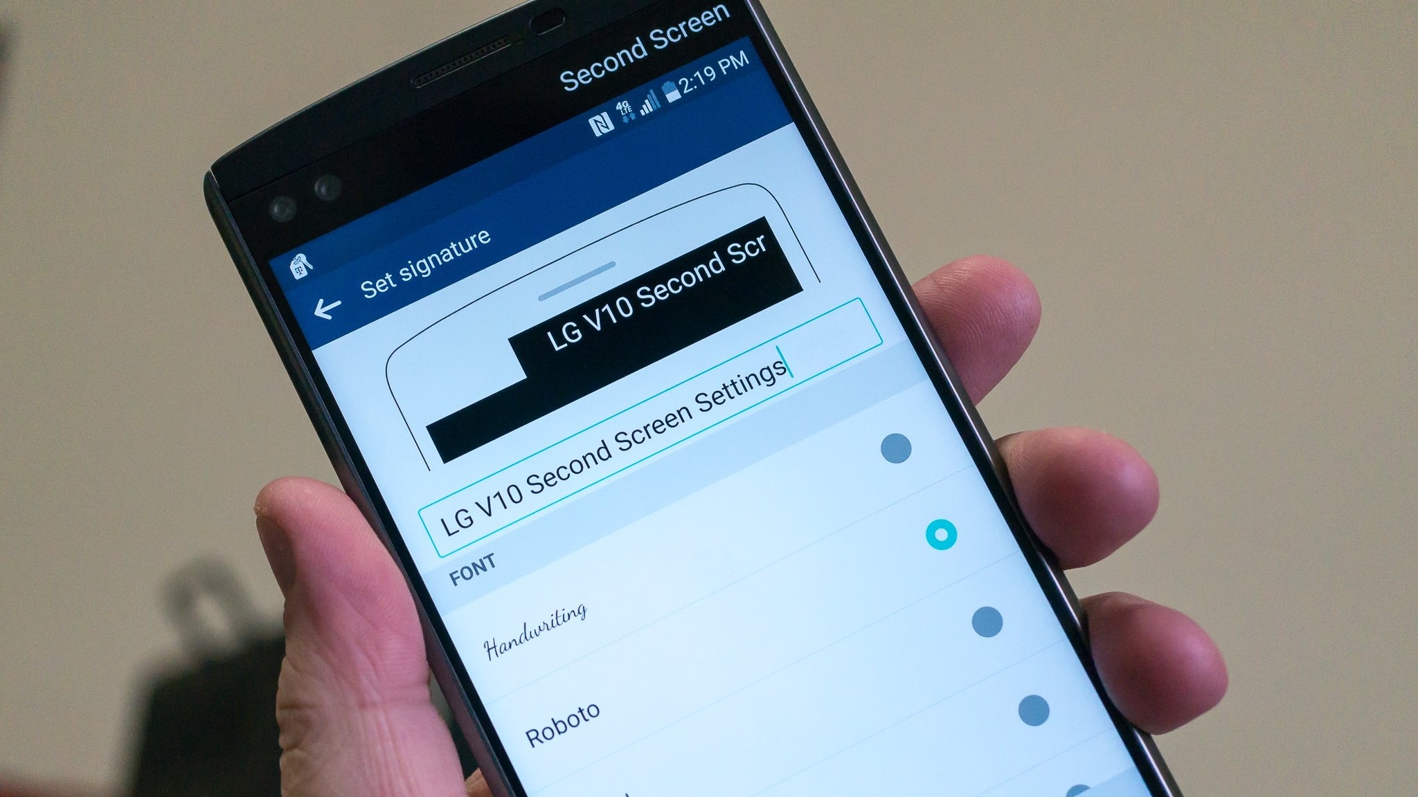 LG V10 Second Screen settings