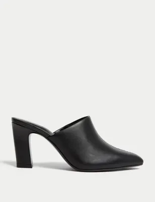 Leather Statement Heel Pointed Mules