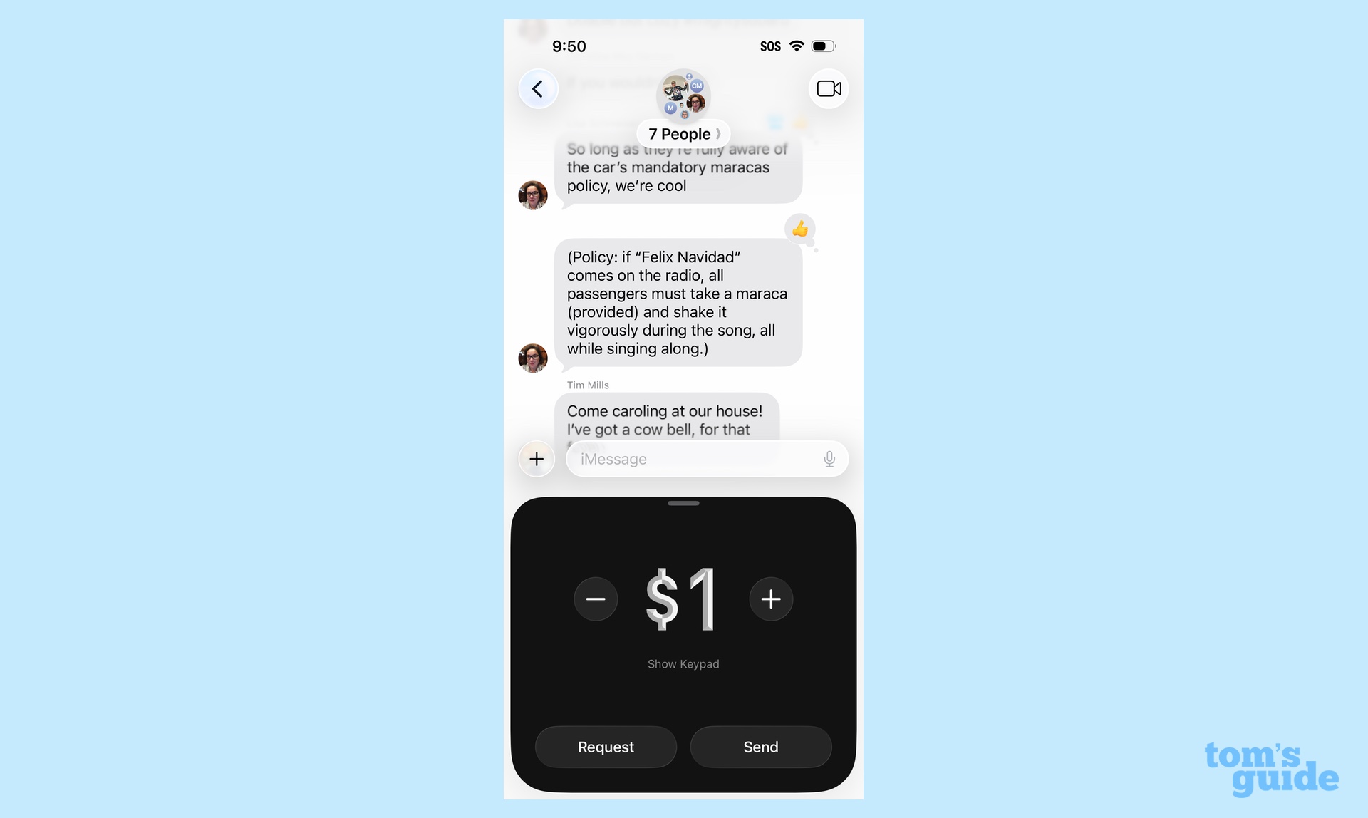 apple cash request in group chats
