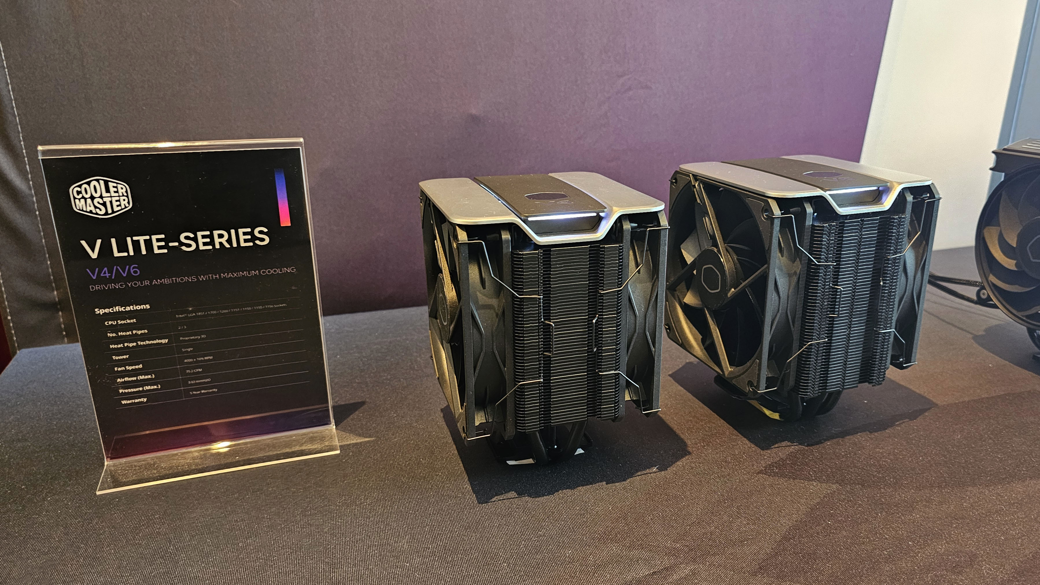 The Cooler Master V-Lite series CPU air coolers at CES 2025