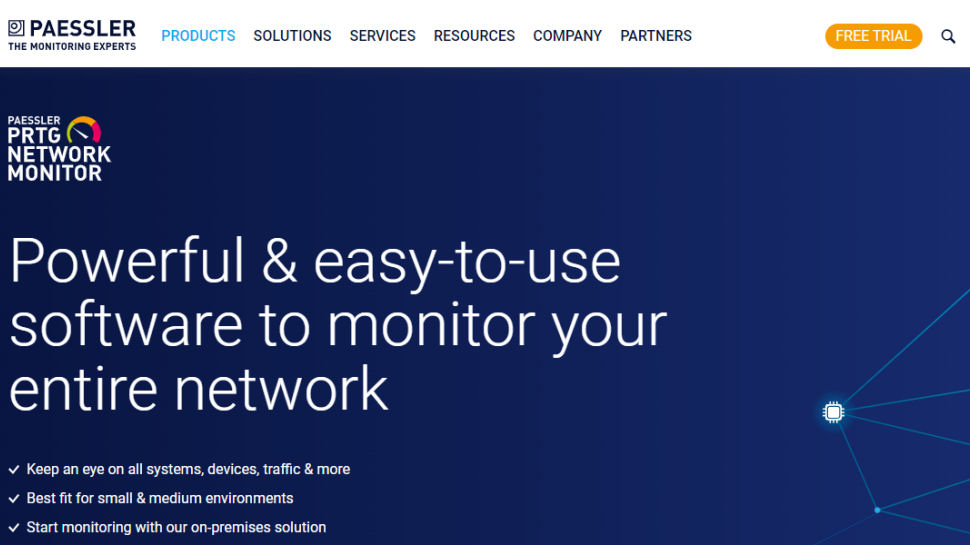 Captura de pantalla del sitio web de Paessler PRTG Network Monitor