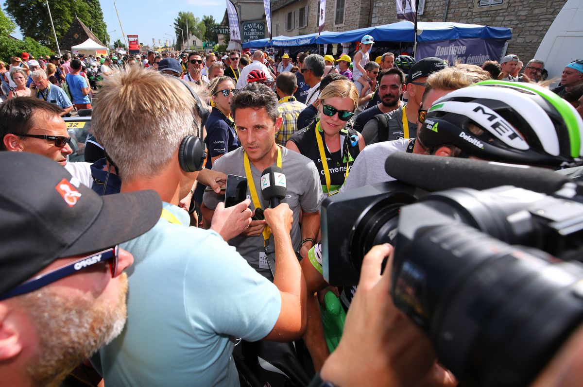 Dimension Data boss Doug Ryder with the press