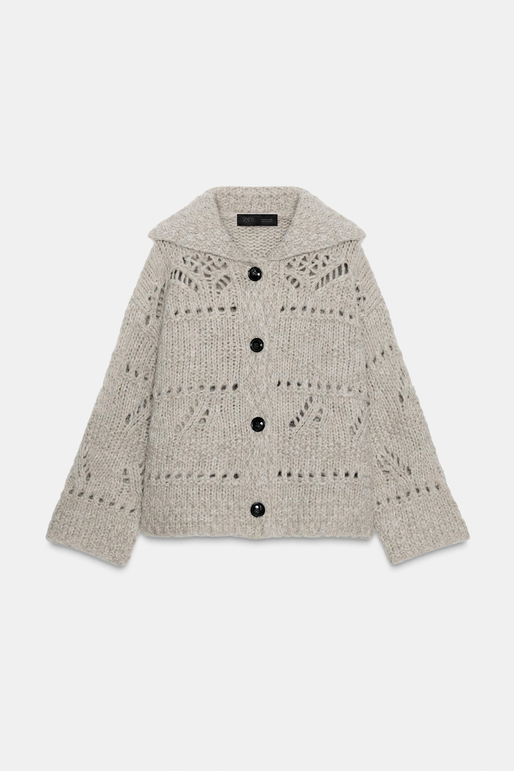 Pointelle Chunky Knit Cardigan