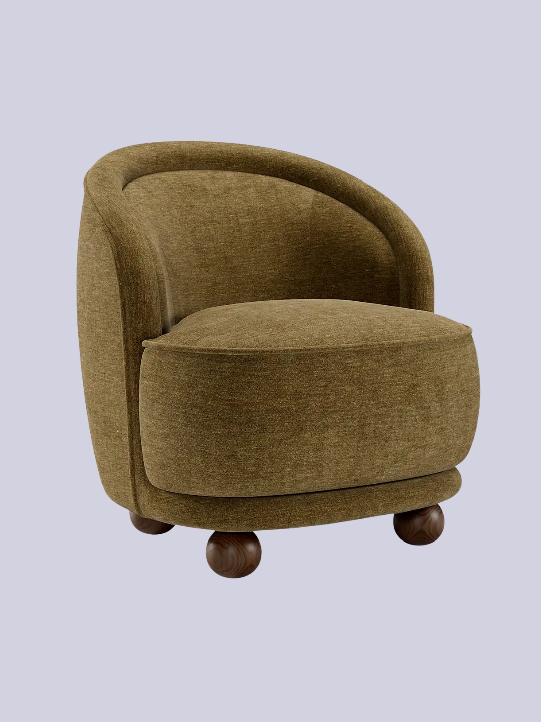 Dunelm, Amina Olive Chenille Ball Foot Tub Chair