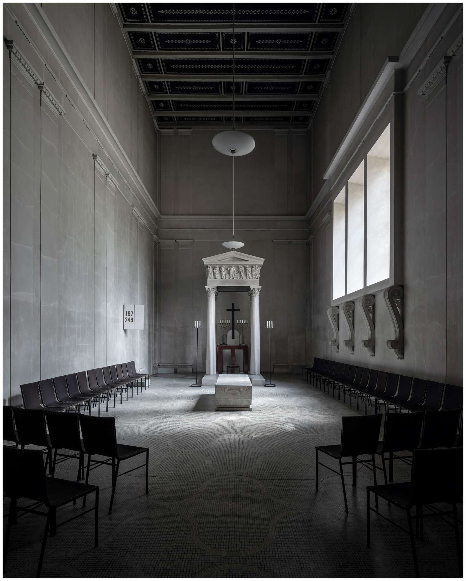 Stone chapel with seating