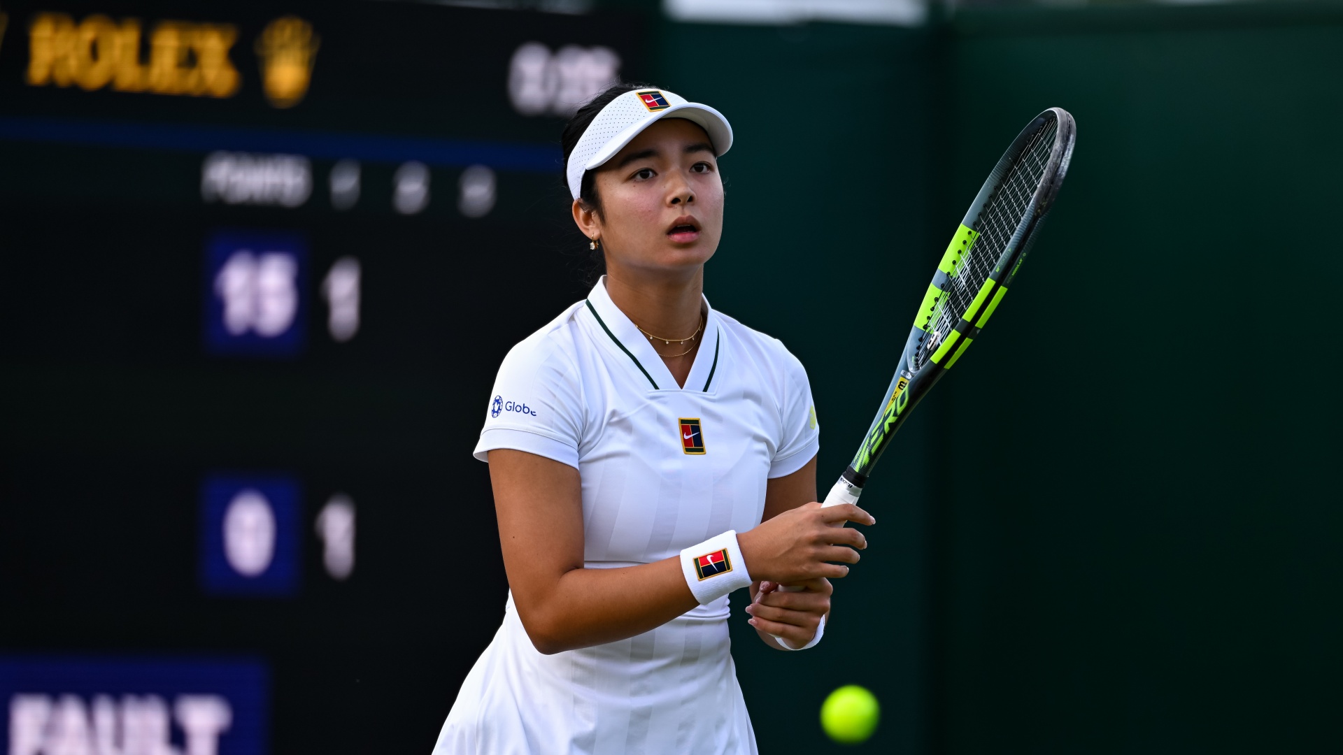 Alexandra Eala in action at Wimbledon 2026