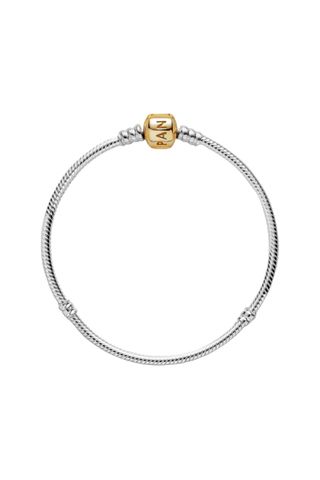 Pandora Moments Two-Tone Barrel Clasp Snake Chain Bracelet