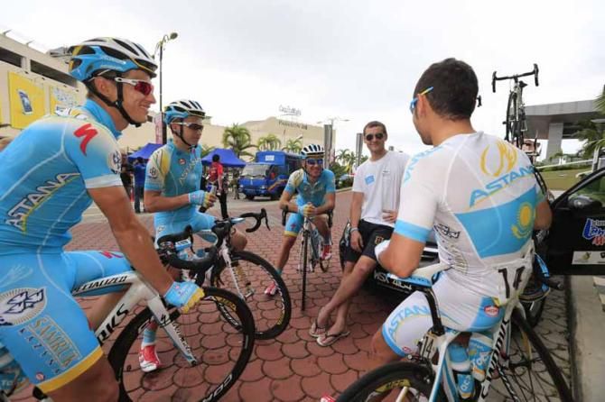 The Astana team before the start of the stage