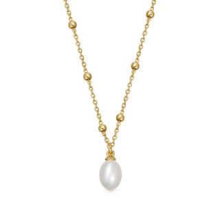 Gold Aurora Beaded Chain Pearl Necklace