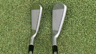 Photo of the TaylorMade 2025 P790 Iron next to the 2023 version