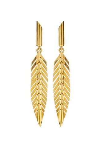 18k Gold Small Feather Drop Earrings