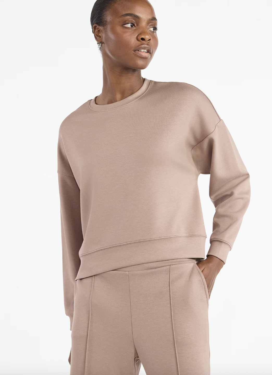 Scoop, Scoop Women's and Women's Plus New Scubaknit Cropped Sweatshirt With Drop Sleeves, Sizes Xs-4x