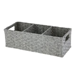 Mainstays Gray Paper Rope 3-Compartment Storage Basket With Handles