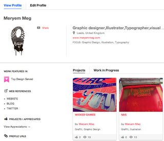 Behance profile: step 2