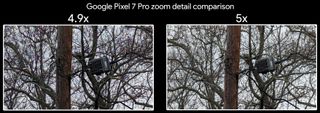 Comparing 4x and 5x zoom detail on a Google Pixel 7 Pro