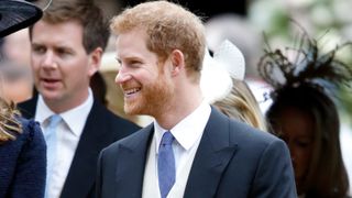 Prince Harry attends the wedding of Pippa Middleton and James Matthews at St Mark's Church on May 20, 2017 in Englefield Green, England