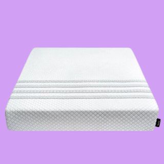 The Leesa Sapira mattress, our best pick for motion isolation in 2024, is pictured here on a purple background