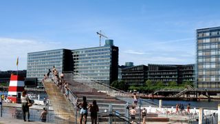 People swimming at Havnebadet, Islands Brygge in Copenhagen, Denmark