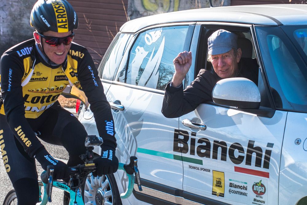 Felice Gimondi encourages Steven Kruijswijk