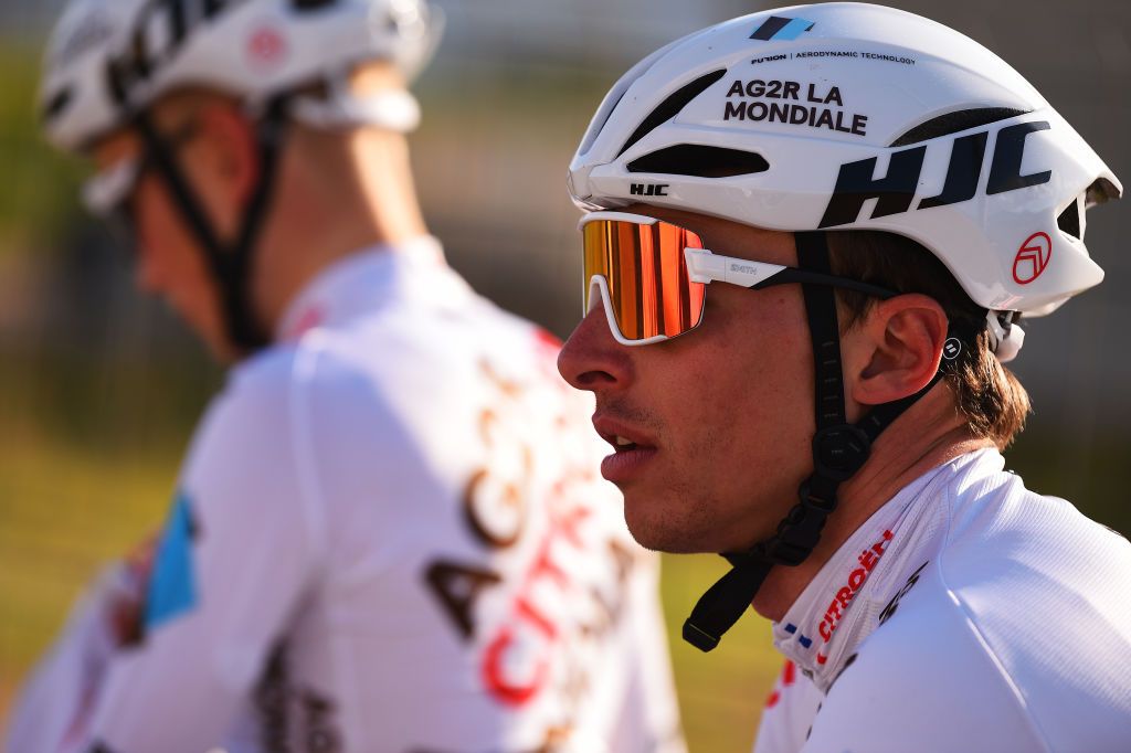 CALPE SPAIN JANUARY 13 Detail view of Oliver Naesen of Belgium during a training at the AG2R Citron Team Training Camp on January 13 2022 in Calpe Spain Photo by Dario BelingheriGetty Images