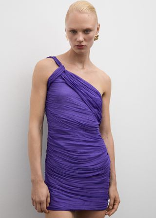 Short Asymmetric Draped Dress - Women | Mango Usa