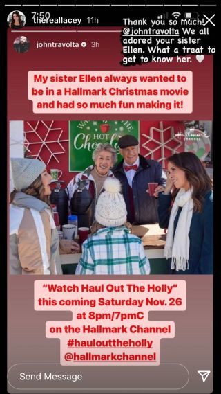 Lacey Chabert reported John Travolta's post about his sister appearing in the latest Hallmark movie.