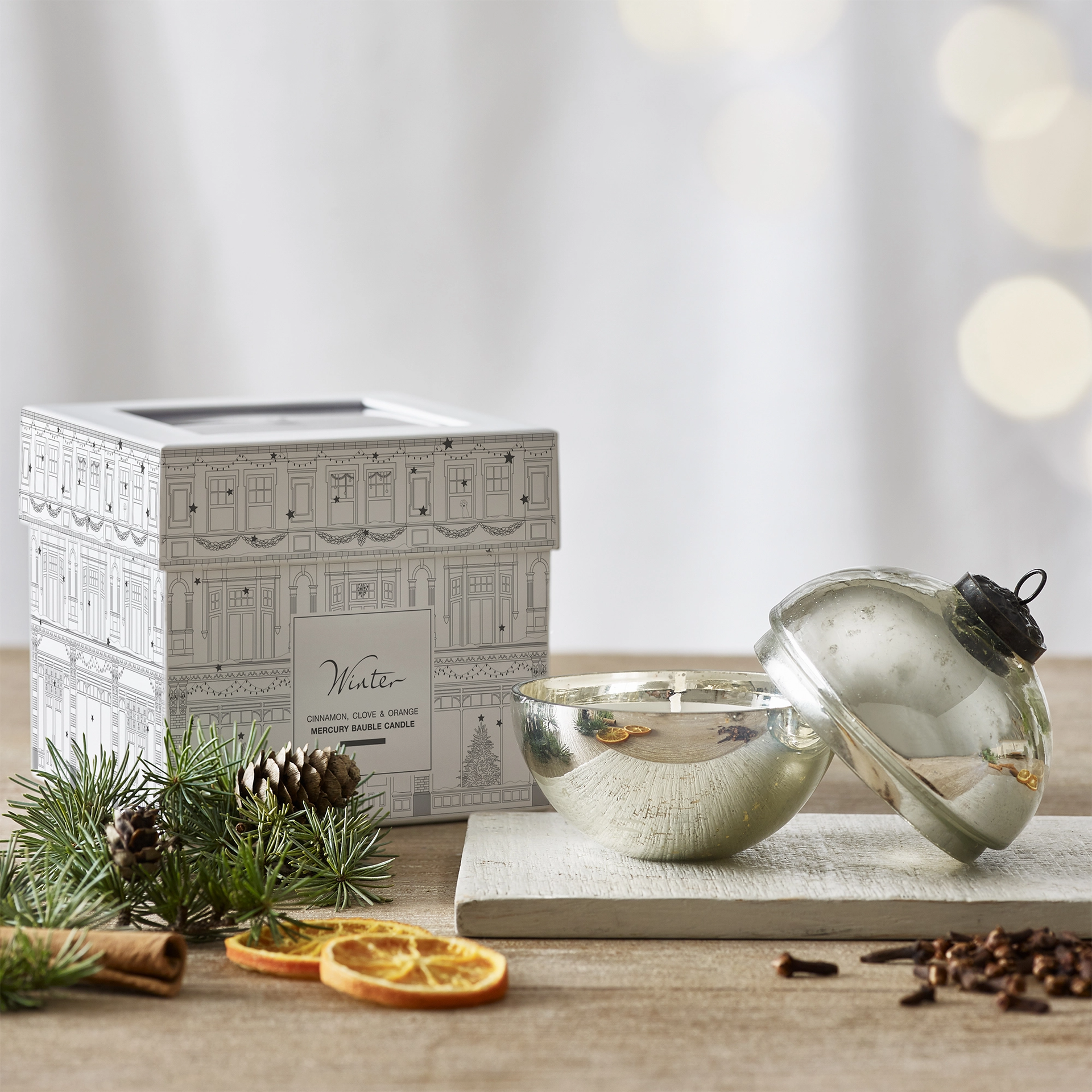 Christmas bauble-shaped candle