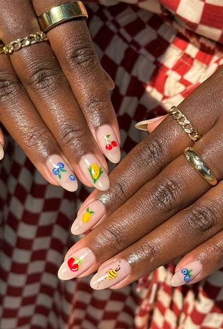 A farmers market–inspired manicure by Queenie Nguyen.