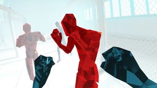 Red, polygonal enemies meet your fists in Superhot VR