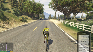 A player cycling a bicycle in GTA 5