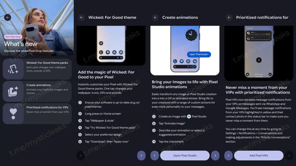 Screens leaked from Pixel Drop