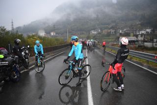 Rider protest and heavy rain halt racing on stage 19 of the 2020 Giro d'Italia