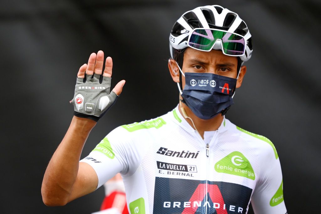 Egan Bernal (Ineos Grenadiers) in the Vuelta a Espana's best young rider jersey
