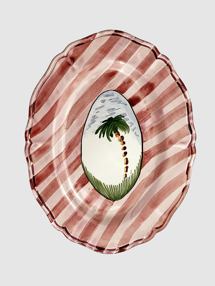 striped serving dish