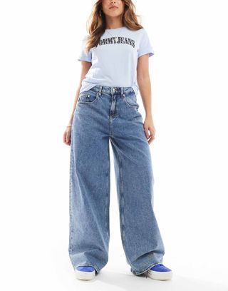 Tommy Jeans Charlie Baggy Wide Leg Jeans in Mid Wash